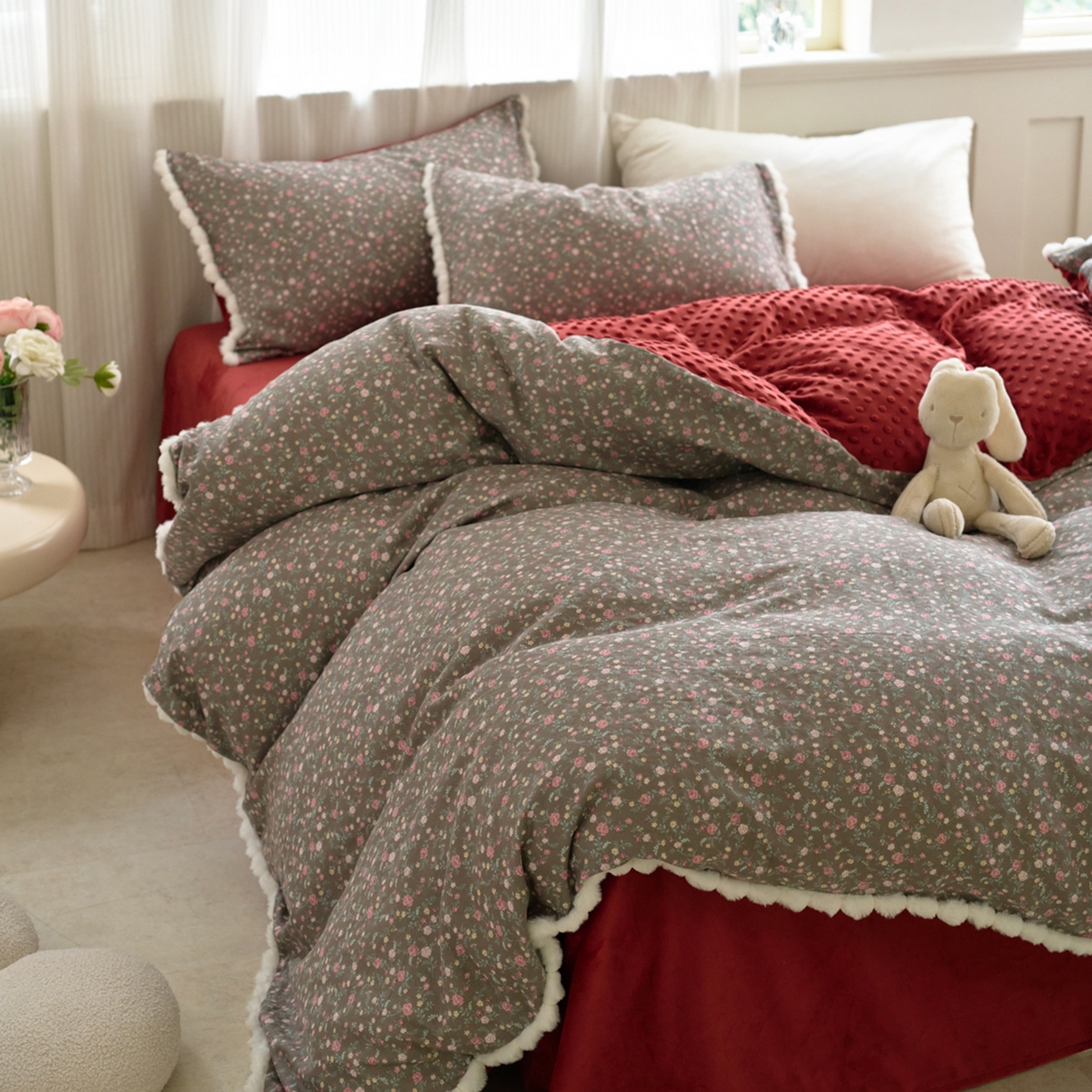 91家纺网 家纺一手货源 找家纺 （总）洋铭区（原狠狠爱） 2025秋冬双层纱毛球球+豆豆绒四件套系列