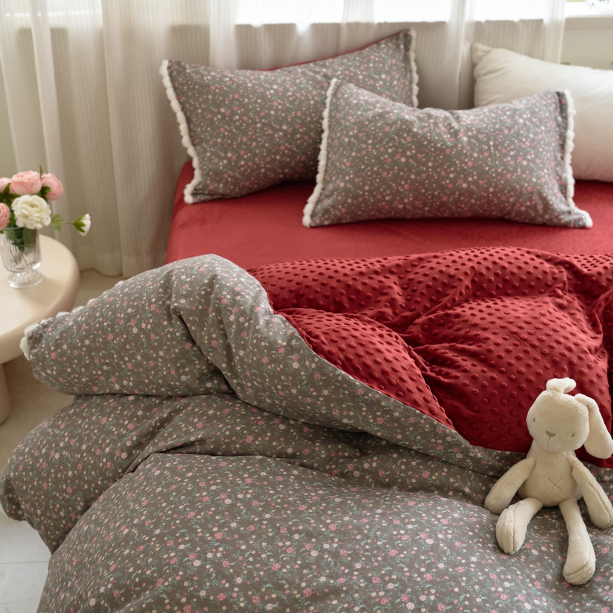 91家纺网 家纺一手货源 找家纺 （总）洋铭区（原狠狠爱） 2025秋冬双层纱毛球球+豆豆绒四件套系列