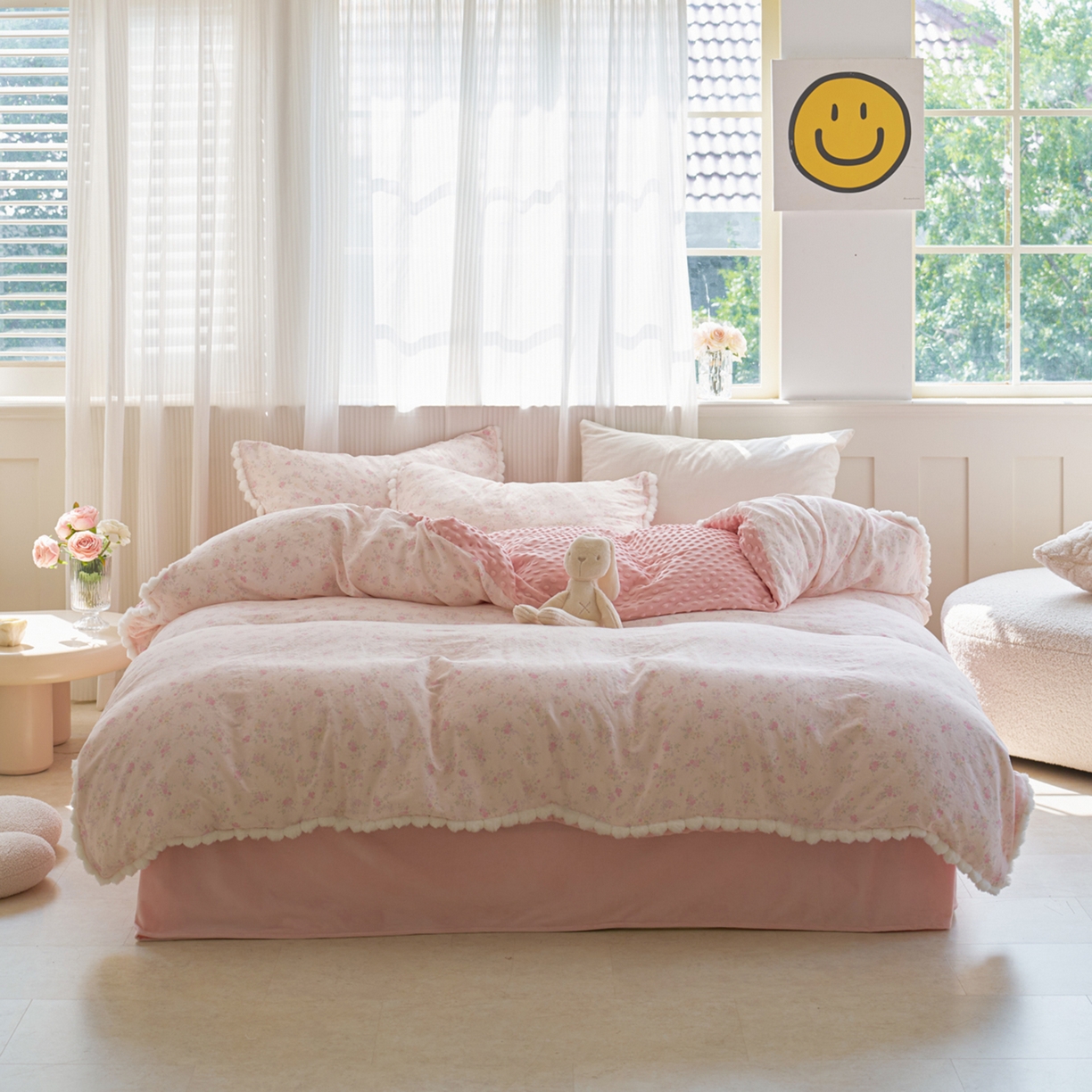 91家纺网 家纺一手货源 找家纺 （总）洋铭区（原狠狠爱） 2025秋冬双层纱毛球球+豆豆绒四件套系列