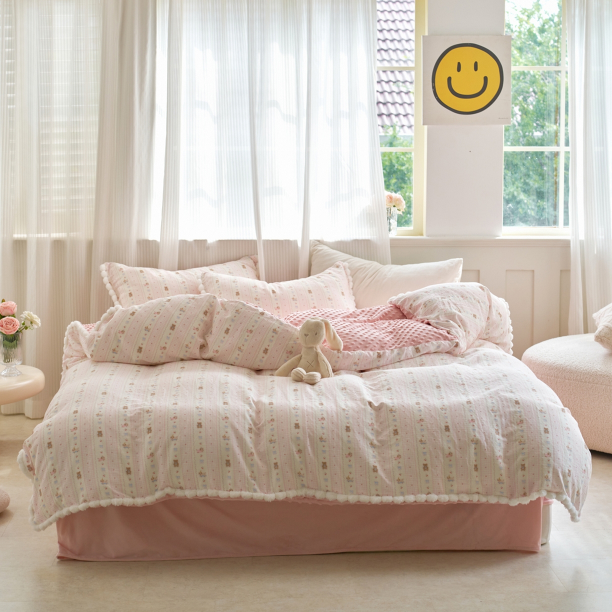 91家纺网 家纺一手货源 找家纺 （总）洋铭区（原狠狠爱） 2025秋冬双层纱毛球球+豆豆绒四件套系列