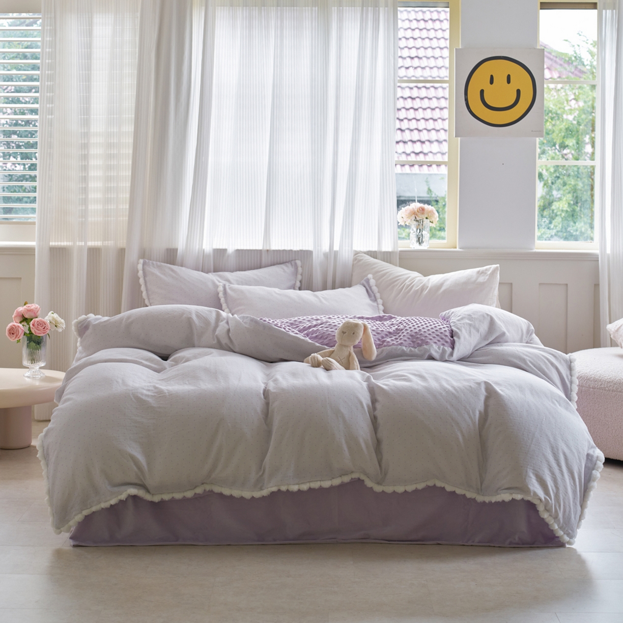 91家纺网 家纺一手货源 找家纺 （总）洋铭区（原狠狠爱） 2025秋冬双层纱毛球球+豆豆绒四件套系列