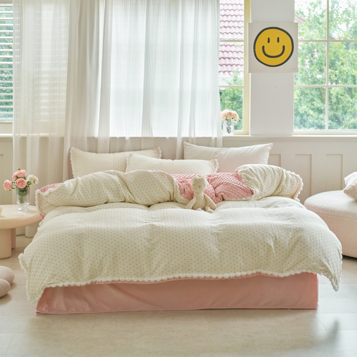 91家纺网 家纺一手货源 找家纺 （总）洋铭区（原狠狠爱） 2025秋冬双层纱毛球球+豆豆绒四件套系列