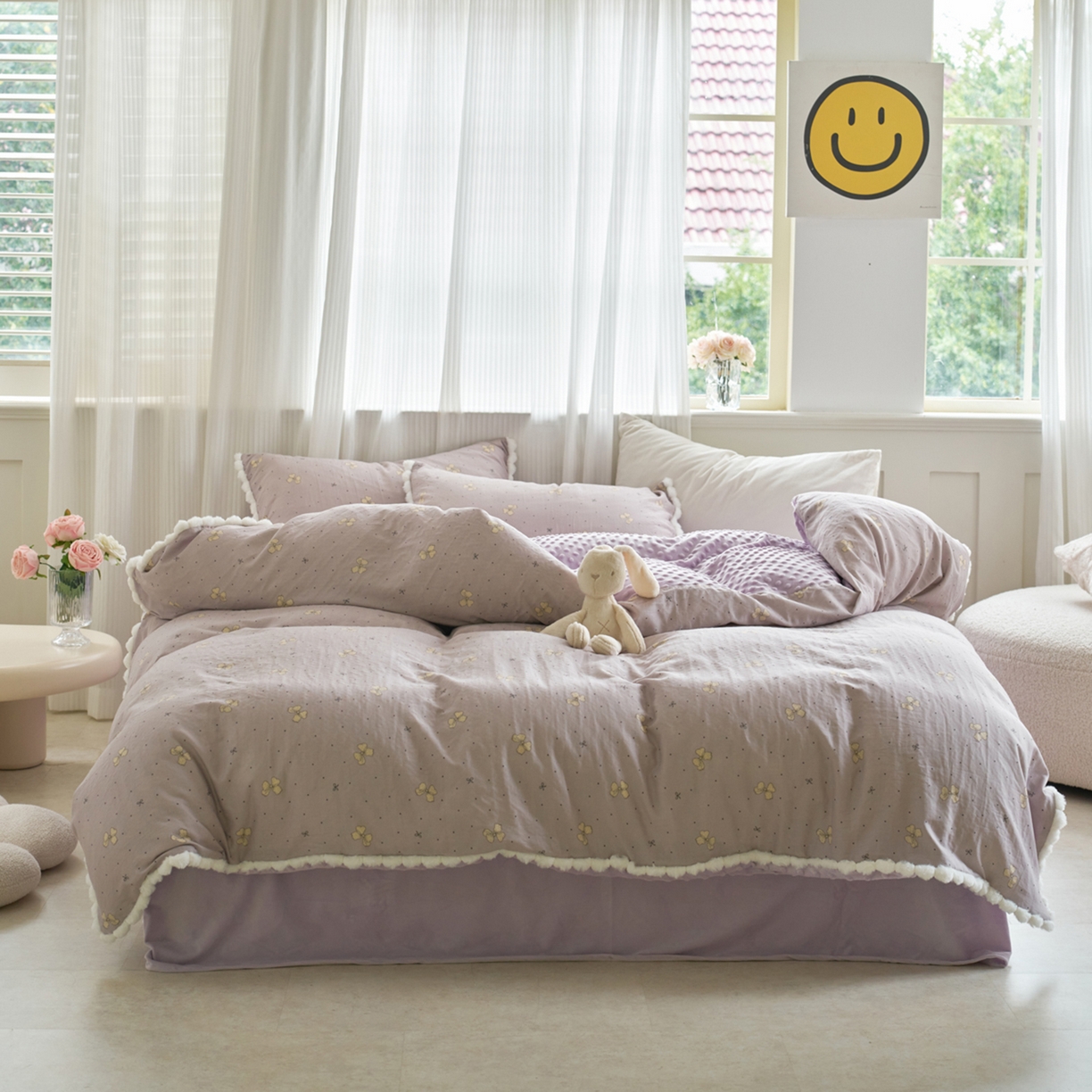 91家纺网 家纺一手货源 找家纺 （总）洋铭区（原狠狠爱） 2025秋冬双层纱毛球球+豆豆绒四件套系列