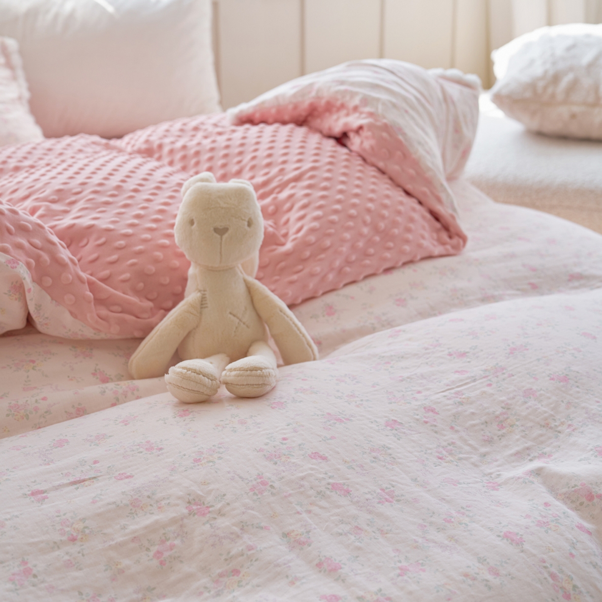 91家纺网 家纺一手货源 找家纺 洋铭区（原狠狠爱） 2025秋冬双层纱毛球球+豆豆绒四件套系列 丁香小花