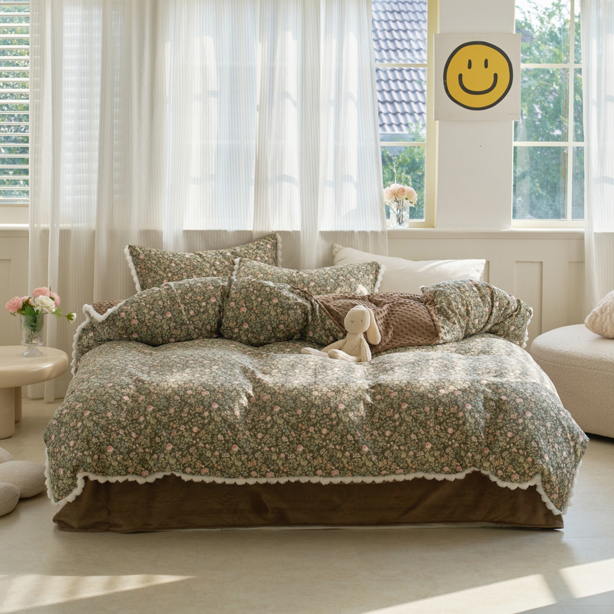 洋铭区（原狠狠爱） 2025秋冬双层纱毛球球+豆豆绒四件套系列 秘密花园