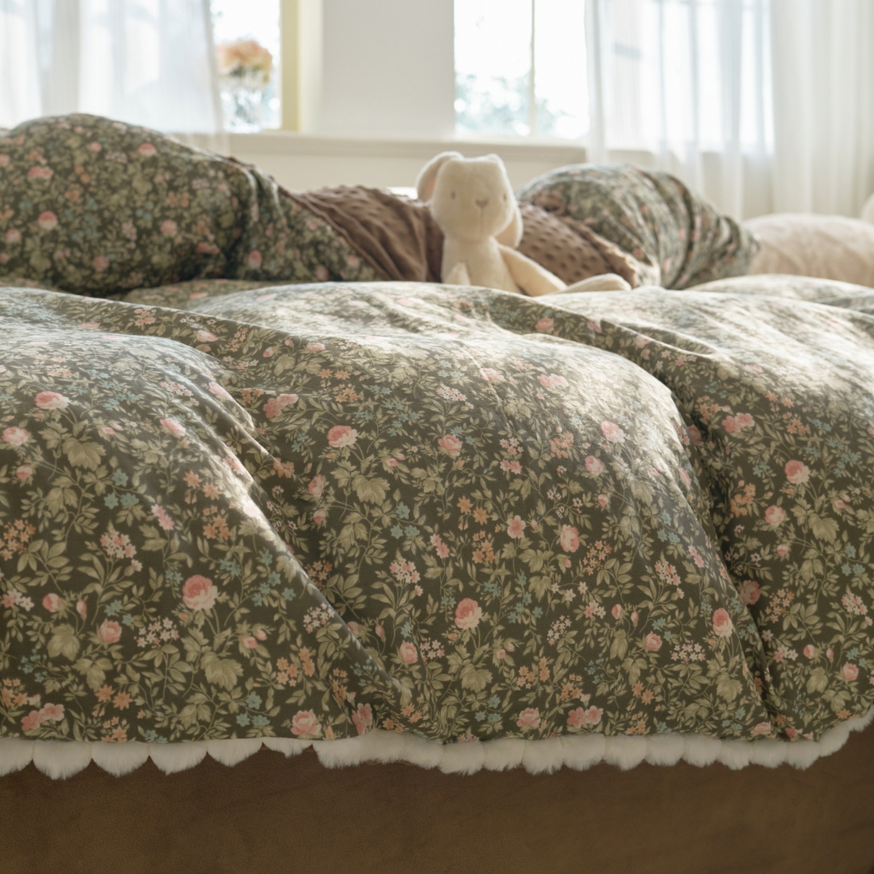 91家纺网 家纺一手货源 找家纺 洋铭区（原狠狠爱） 2025秋冬双层纱毛球球+豆豆绒四件套系列 秘密花园