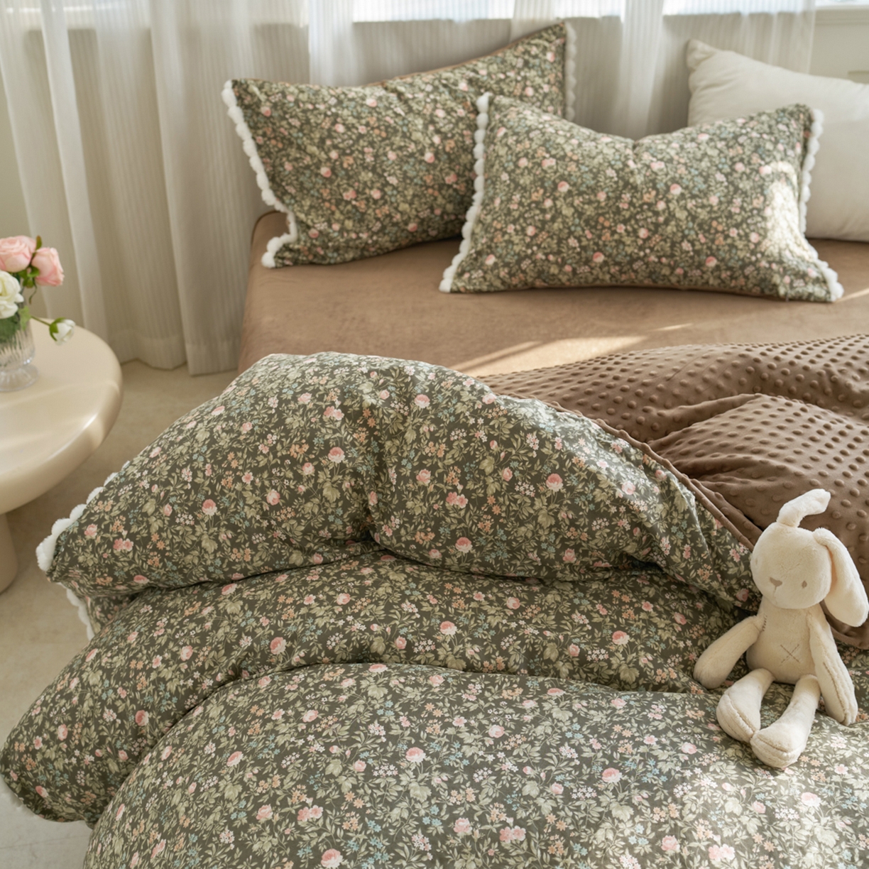 91家纺网 家纺一手货源 找家纺 洋铭区（原狠狠爱） 2025秋冬双层纱毛球球+豆豆绒四件套系列 秘密花园