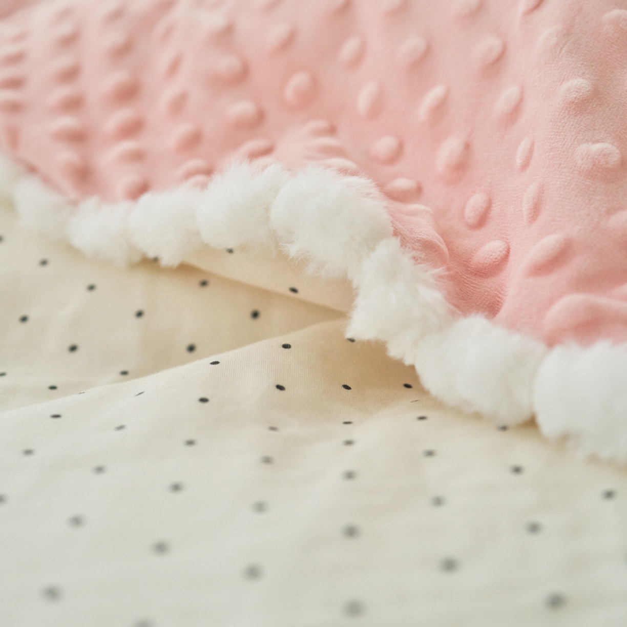 91家纺网 家纺一手货源 找家纺 洋铭区（原狠狠爱） 2025秋冬双层纱毛球球+豆豆绒四件套系列 小圆圆-黑