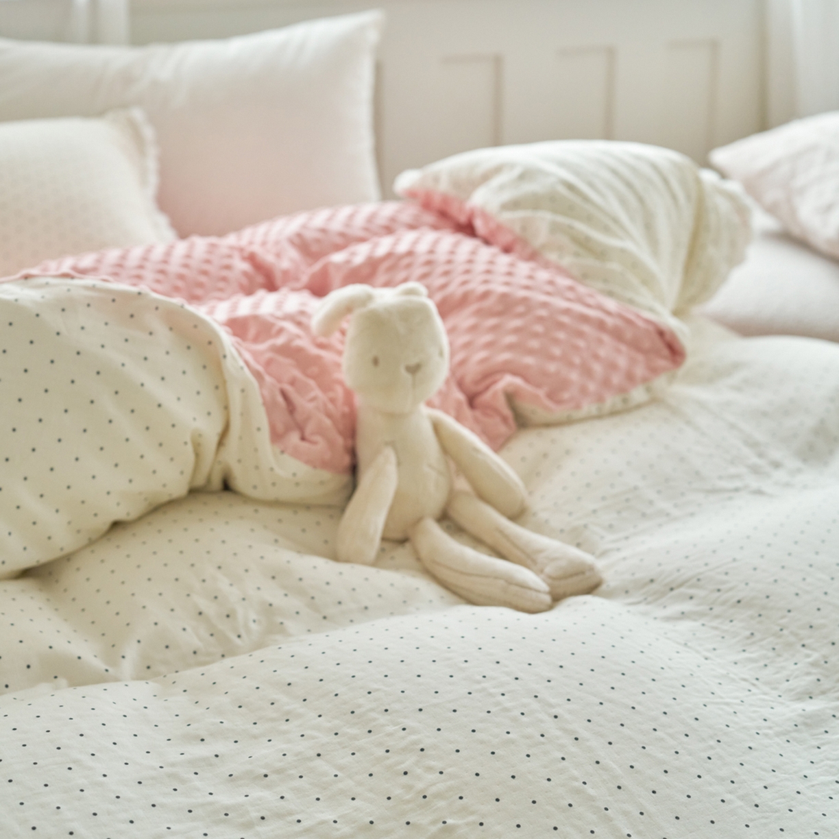 91家纺网 家纺一手货源 找家纺 洋铭区（原狠狠爱） 2025秋冬双层纱毛球球+豆豆绒四件套系列 小圆圆-黑