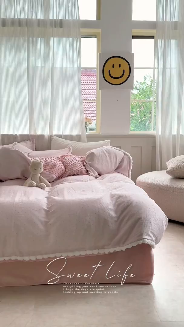 91家纺网 家纺一手货源 找家纺 洋铭区（原狠狠爱） 2025秋冬双层纱毛球球+豆豆绒四件套系列 小圆圆-紫