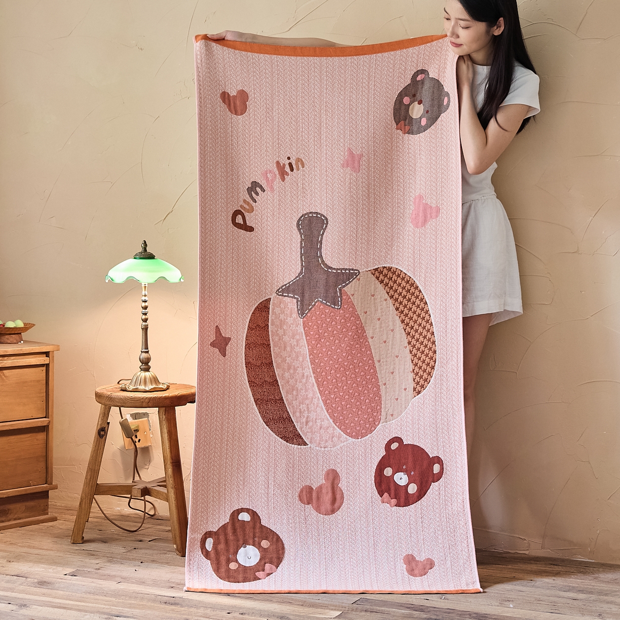 91家纺网 家纺一手货源 找家纺 （总）沐瑟家纺 2025新款卡通A类全棉四层纱布浴巾加大毛巾-第五组