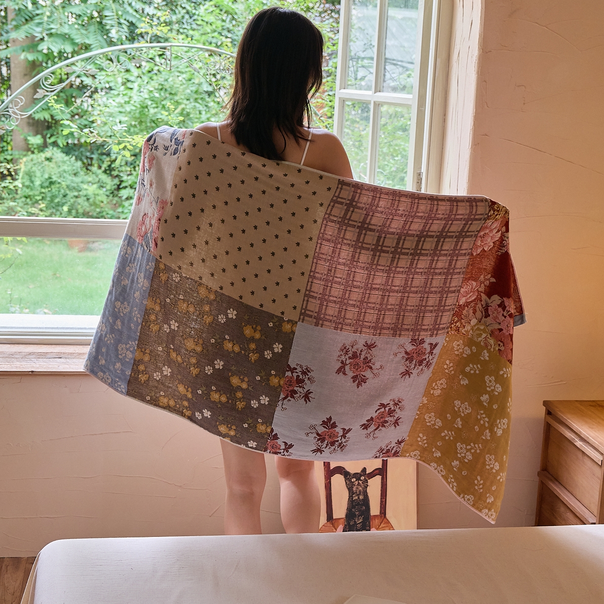 91家纺网 家纺一手货源 找家纺 沐瑟家纺 2025新款卡通A类全棉四层纱布浴巾加大毛巾-第五组 韩版花 150*75cm