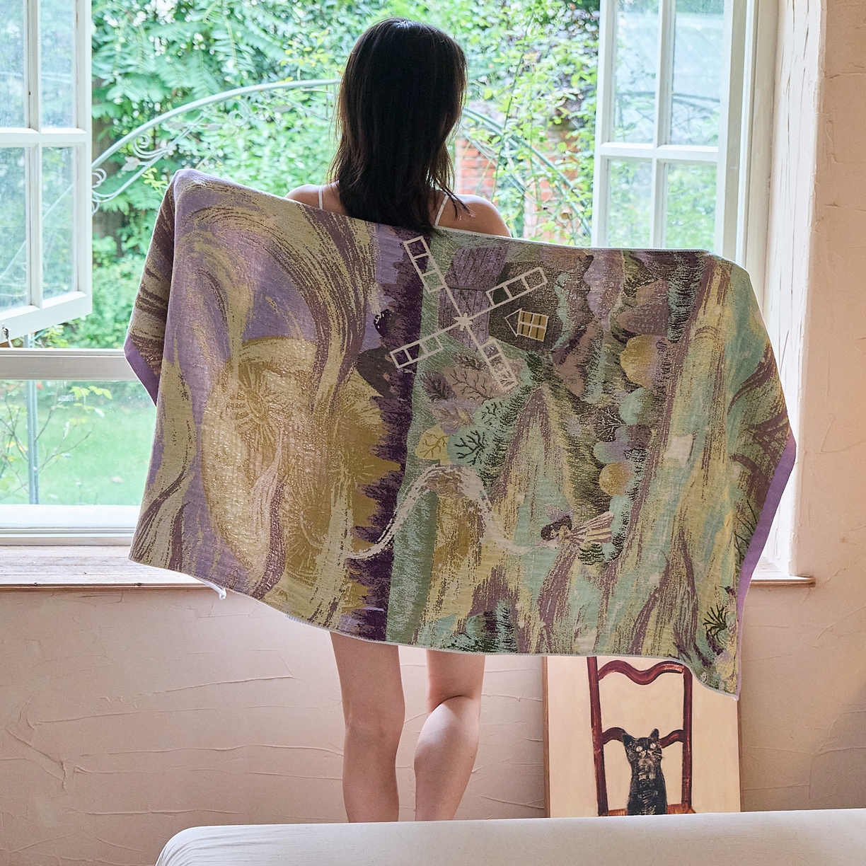 91家纺网 家纺一手货源 找家纺 沐瑟家纺 2025新款卡通A类全棉四层纱布浴巾加大毛巾-第五组 万物同行 150*75cm