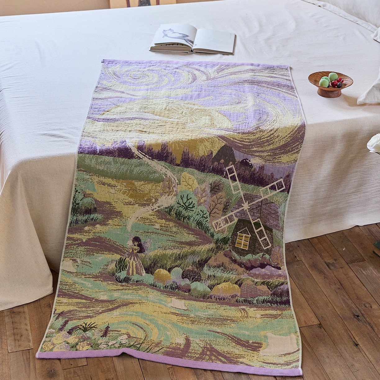 91家纺网 家纺一手货源 找家纺 沐瑟家纺 2025新款卡通A类全棉四层纱布浴巾加大毛巾-第五组 万物同行 150*75cm