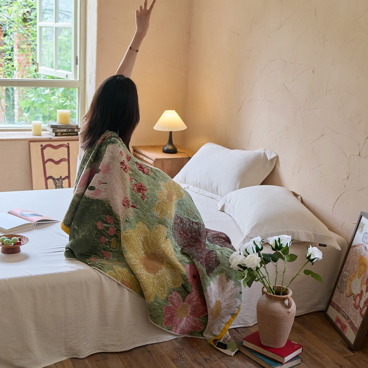 91家纺网 家纺一手货源 找家纺 沐瑟家纺 2025新款卡通A类全棉四层纱布浴巾加大毛巾-第五组 小白兔 150*75cm