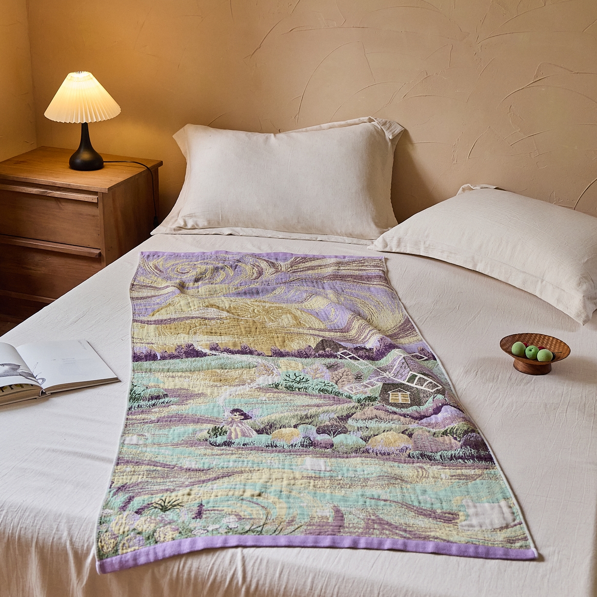 91家纺网 家纺一手货源 找家纺 沐瑟家纺 2025新款卡通A类全棉四层纱布浴巾加大毛巾-第五组 万物同行 150*75cm