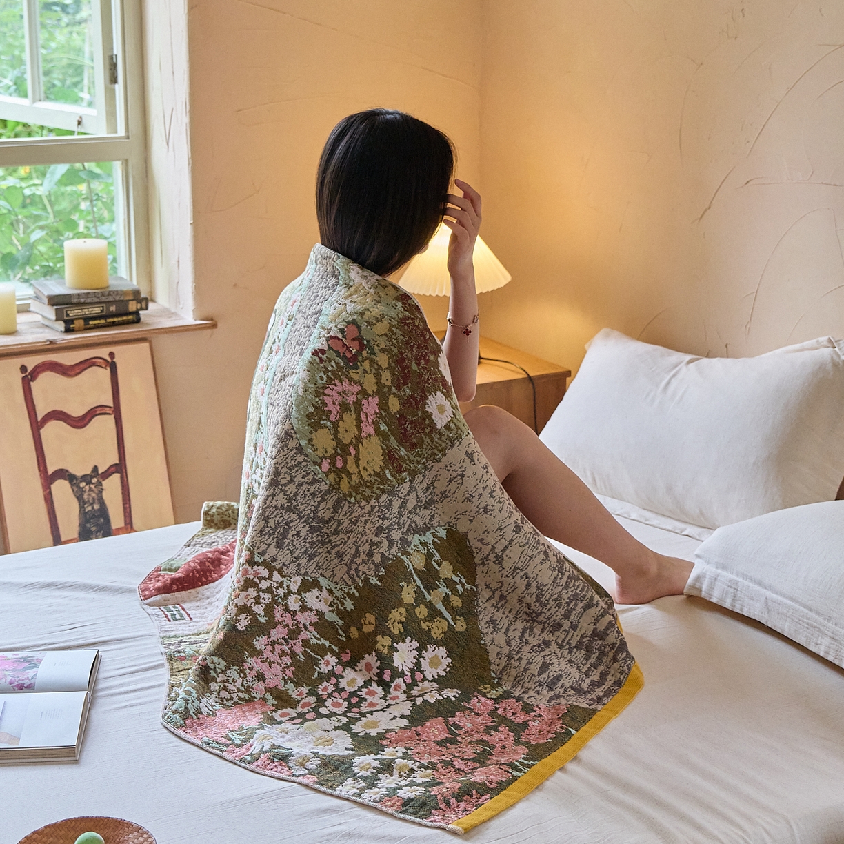 91家纺网 家纺一手货源 找家纺 沐瑟家纺 2025新款卡通A类全棉四层纱布浴巾加大毛巾-第五组 童话镇 150*75cm