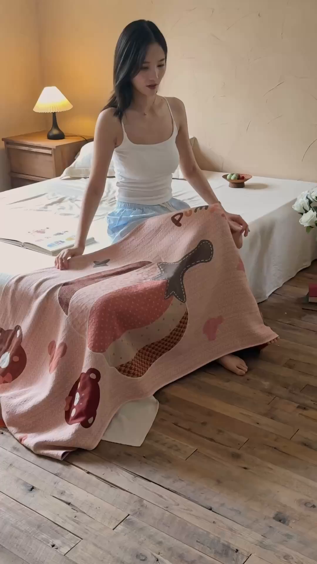 91家纺网 家纺一手货源 找家纺 沐瑟家纺 2025新款卡通A类全棉四层纱布浴巾加大毛巾-第五组 南瓜熊 150*75cm