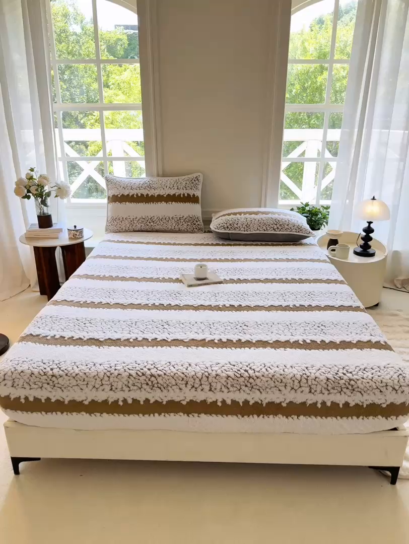 91家纺网 家纺一手货源 找家纺 （总）小叮当家纺仓储工厂店 2025新款提花绵羊绒韩国绒床笠单品床笠床笠单件单床笠