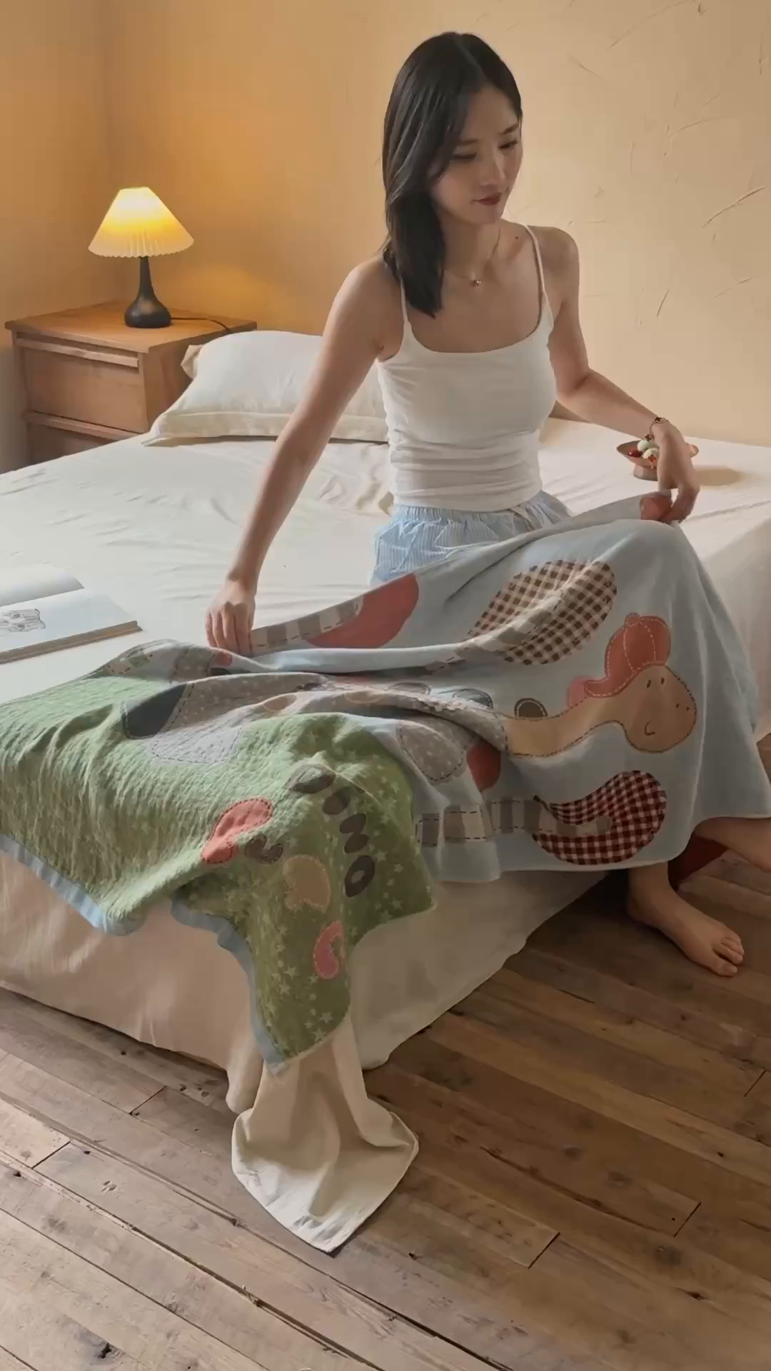 91家纺网 家纺一手货源 找家纺 沐瑟家纺 2025新款卡通A类全棉四层纱布浴巾加大毛巾-第五组 小恐龙 150*75cm