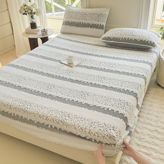 91家纺网 家纺一手货源 找家纺 小叮当家纺仓储工厂店 2025新款提花绵羊绒韩国绒床笠单品床笠床笠单件单床笠 绵羊绒-浅灰