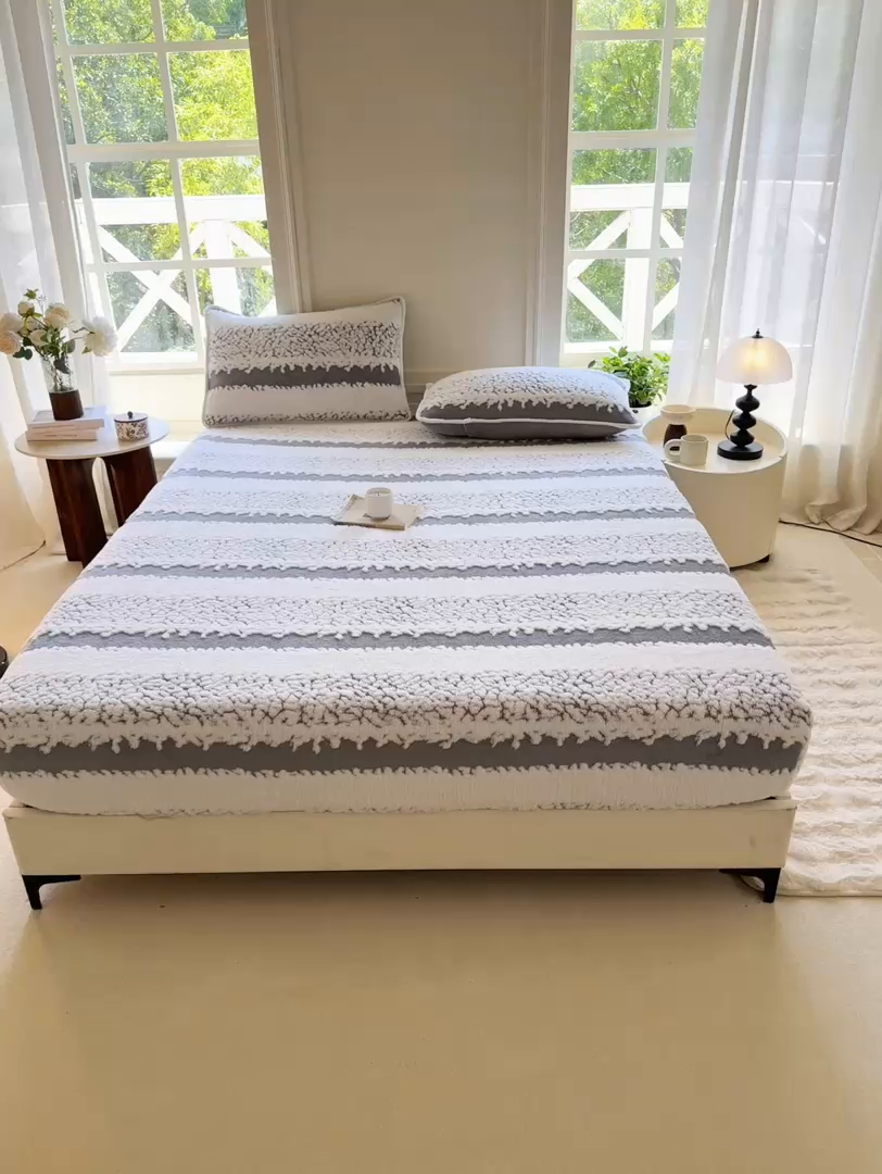 91家纺网 家纺一手货源 找家纺 小叮当家纺仓储工厂店 2025新款提花绵羊绒韩国绒床笠单品床笠床笠单件单床笠 绵羊绒-浅灰