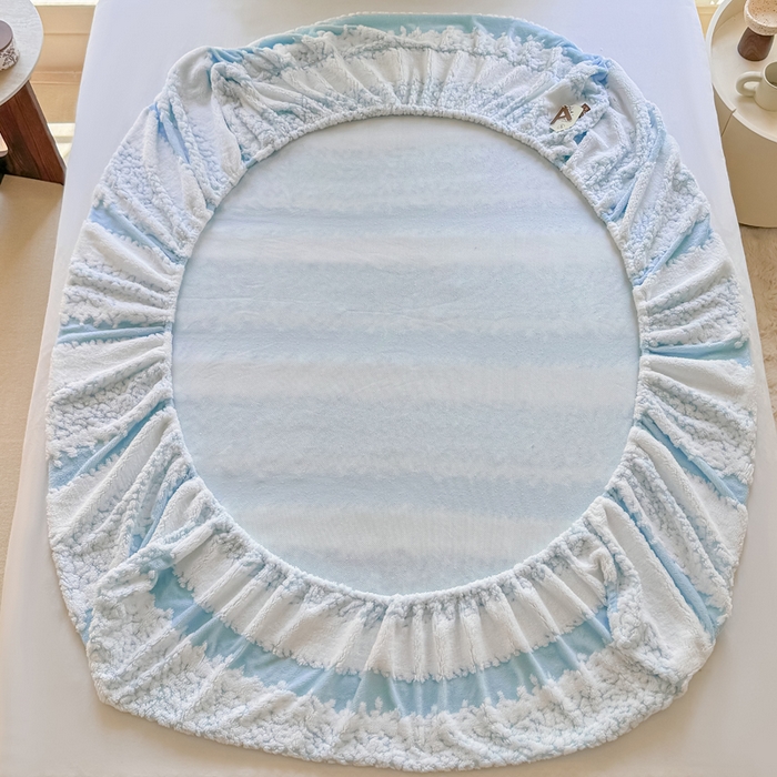 91家纺网 家纺一手货源 找家纺 小叮当家纺仓储工厂店 2025新款提花绵羊绒韩国绒床笠单品床笠床笠单件单床笠 绵羊绒-清新蓝