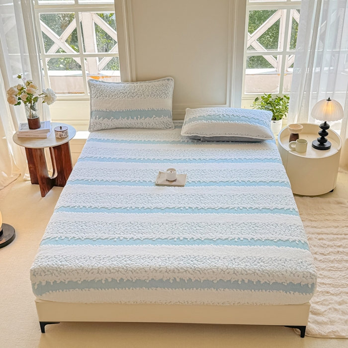 91家纺网 家纺一手货源 找家纺 小叮当家纺仓储工厂店 2025新款提花绵羊绒韩国绒床笠单品床笠床笠单件单床笠 绵羊绒-清新蓝