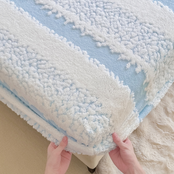 91家纺网 家纺一手货源 找家纺 小叮当家纺仓储工厂店 2025新款提花绵羊绒韩国绒床笠单品床笠床笠单件单床笠 绵羊绒-清新蓝