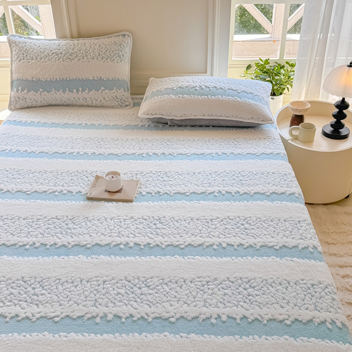 91家纺网 家纺一手货源 找家纺 小叮当家纺仓储工厂店 2025新款提花绵羊绒韩国绒床笠单品床笠床笠单件单床笠 绵羊绒-清新蓝