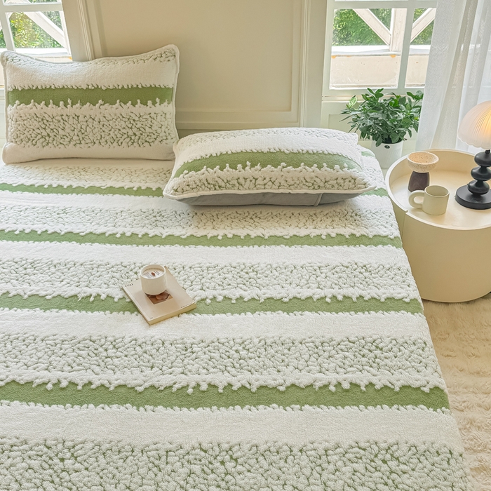 91家纺网 家纺一手货源 找家纺 小叮当家纺仓储工厂店 2025新款提花绵羊绒韩国绒床笠单品床笠床笠单件单床笠 绵羊绒-香草绿