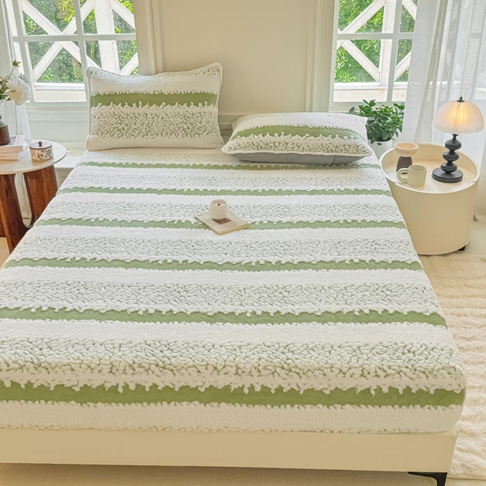 91家纺网 家纺一手货源 找家纺 小叮当家纺仓储工厂店 2025新款提花绵羊绒韩国绒床笠单品床笠床笠单件单床笠 绵羊绒-香草绿