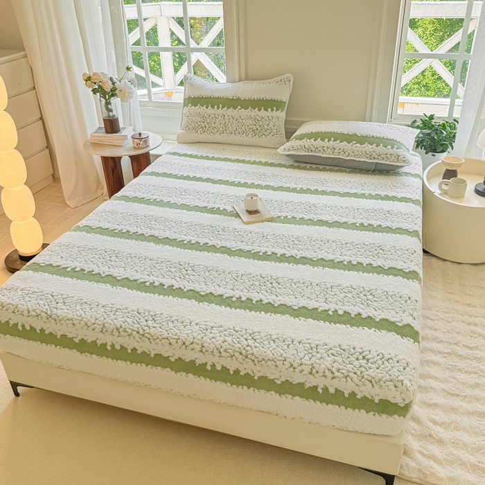 91家纺网 家纺一手货源 找家纺 小叮当家纺仓储工厂店 2025新款提花绵羊绒韩国绒床笠单品床笠床笠单件单床笠 绵羊绒-香草绿