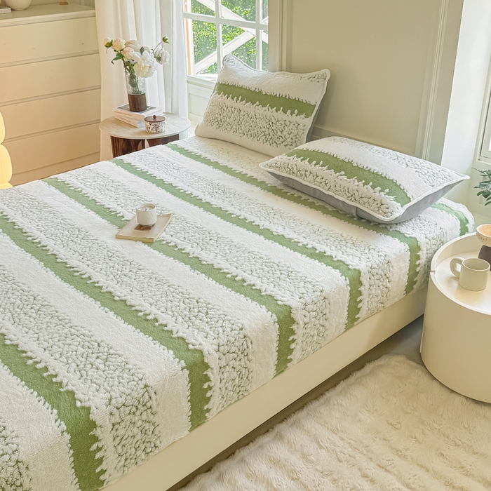 91家纺网 家纺一手货源 找家纺 小叮当家纺仓储工厂店 2025新款提花绵羊绒韩国绒床笠单品床笠床笠单件单床笠 绵羊绒-香草绿