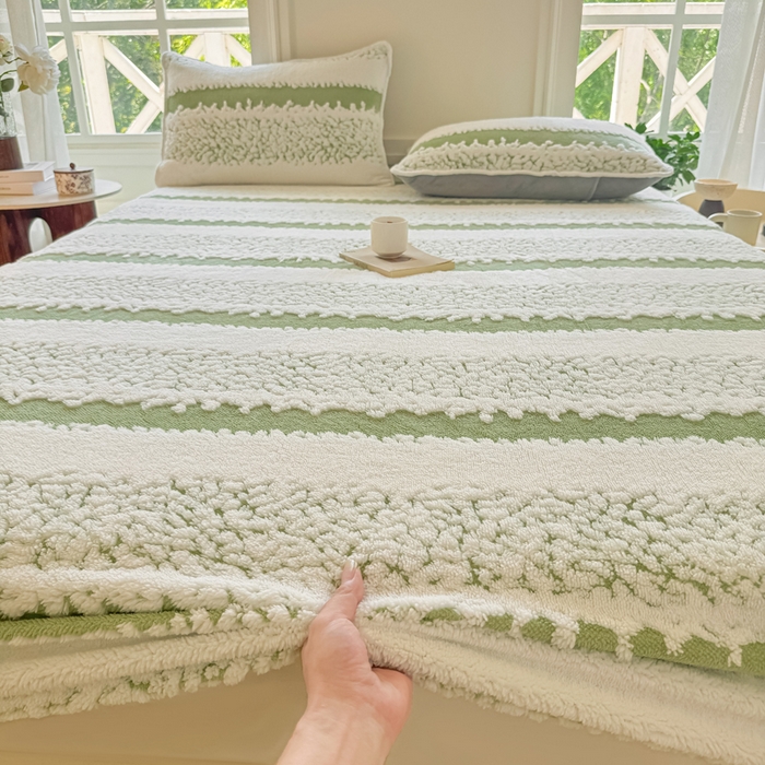 91家纺网 家纺一手货源 找家纺 小叮当家纺仓储工厂店 2025新款提花绵羊绒韩国绒床笠单品床笠床笠单件单床笠 绵羊绒-香草绿