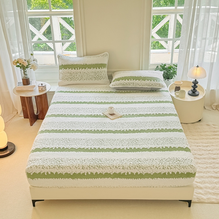 91家纺网 家纺一手货源 找家纺 小叮当家纺仓储工厂店 2025新款提花绵羊绒韩国绒床笠单品床笠床笠单件单床笠 绵羊绒-香草绿