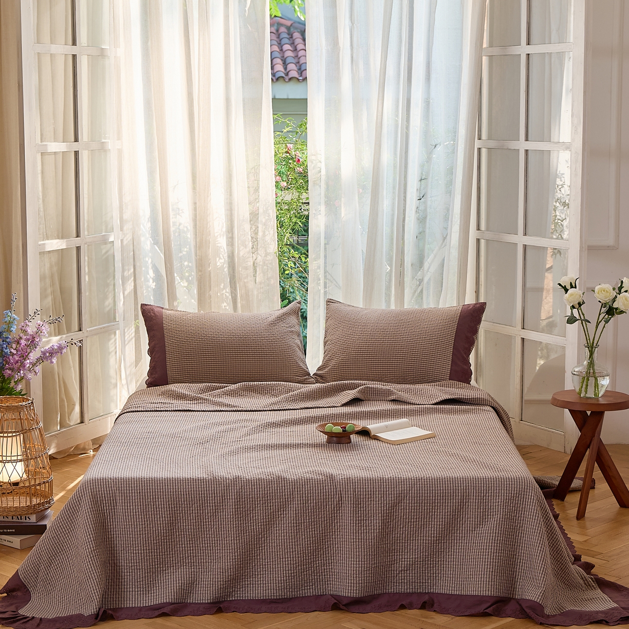 （总）沐瑟家纺 2025新款全棉纱布床盖三件套-挪威