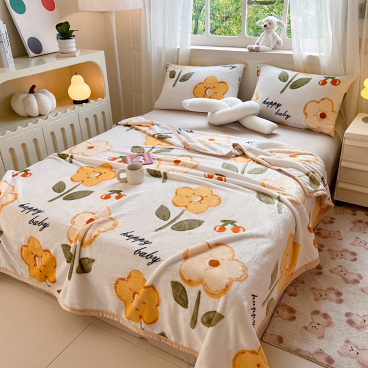 91家纺网 家纺一手货源 找家纺 （总）宅部落 2025新款牛奶绒印花毛毯毯子300克云貂绒盖毯