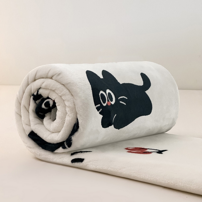 91家纺网 家纺一手货源 找家纺 宅部落 2025新款牛奶绒印花毛毯毯子300克云貂绒盖毯 休闲喵喵