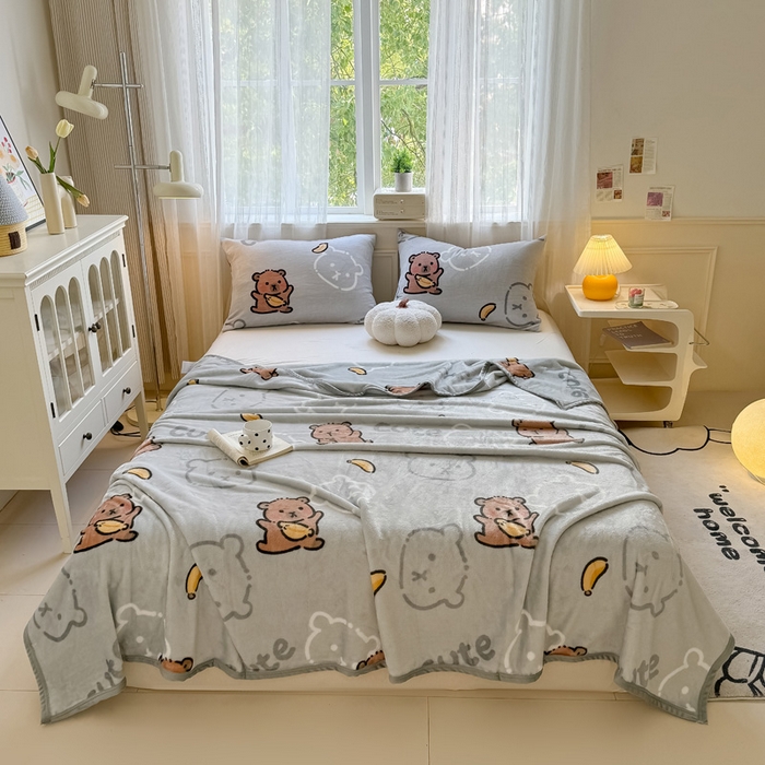 91家纺网 家纺一手货源 找家纺 宅部落 2025新款牛奶绒印花毛毯毯子300克云貂绒盖毯 卡皮巴拉