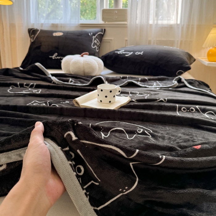 91家纺网 家纺一手货源 找家纺 宅部落 2025新款牛奶绒印花毛毯毯子300克云貂绒盖毯 酷喵