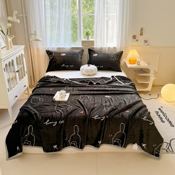 91家纺网 家纺一手货源 找家纺 宅部落 2025新款牛奶绒印花毛毯毯子300克云貂绒盖毯 酷喵