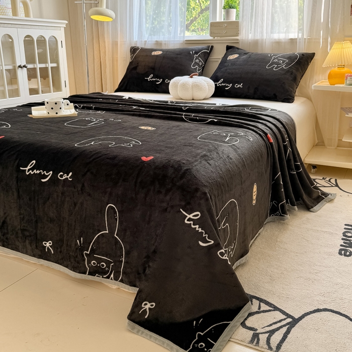 91家纺网 家纺一手货源 找家纺 宅部落 2025新款牛奶绒印花毛毯毯子300克云貂绒盖毯 酷喵