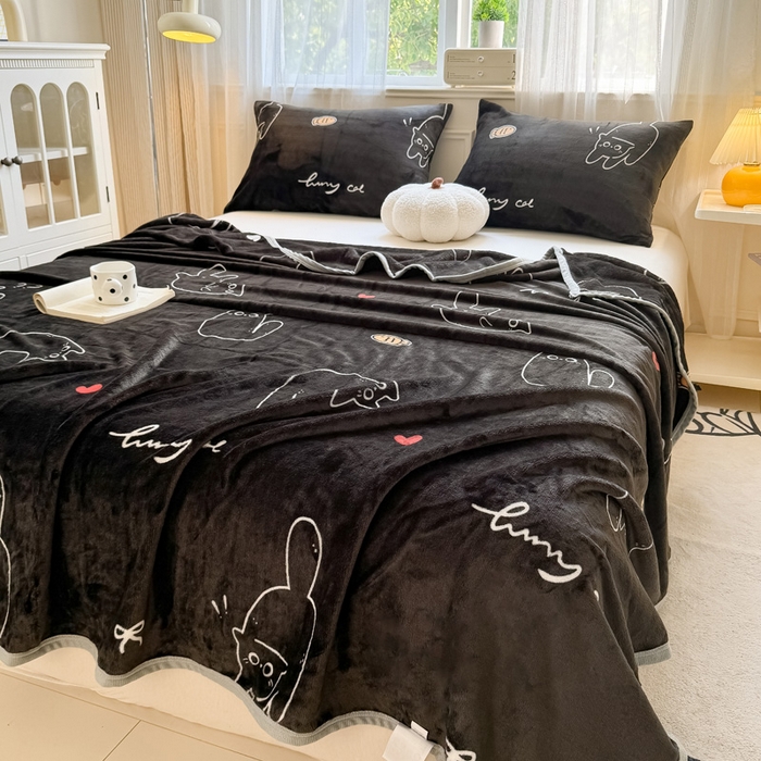 91家纺网 家纺一手货源 找家纺 宅部落 2025新款牛奶绒印花毛毯毯子300克云貂绒盖毯 酷喵