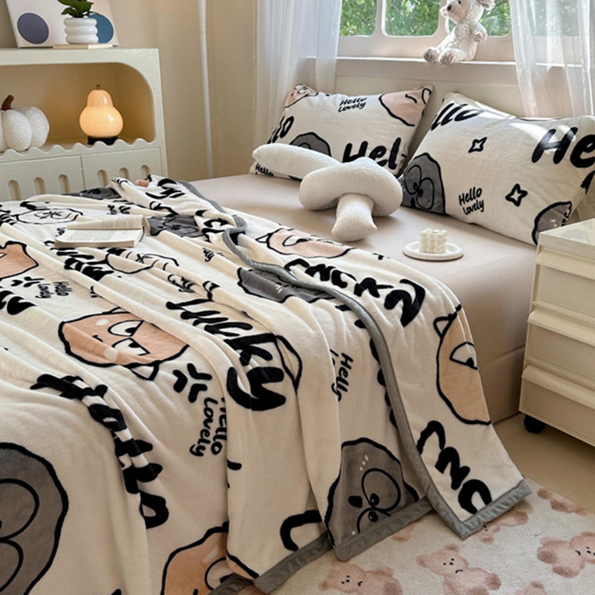 91家纺网 家纺一手货源 找家纺 宅部落 2025新款牛奶绒印花毛毯毯子300克云貂绒盖毯 愤怒的小煤球