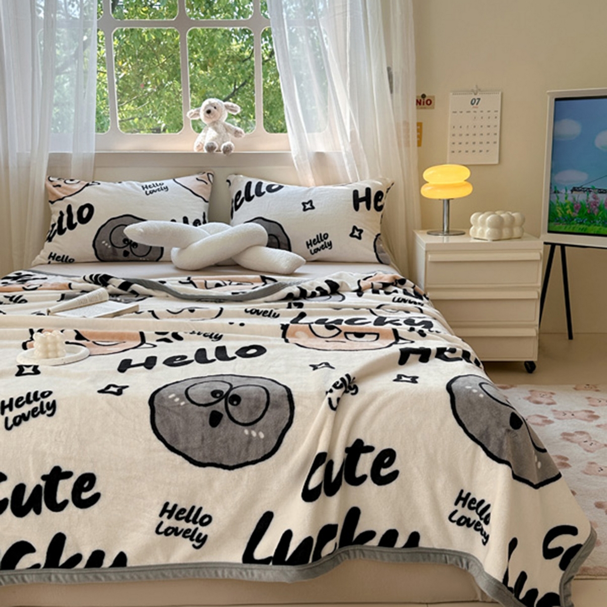 91家纺网 家纺一手货源 找家纺 宅部落 2025新款牛奶绒印花毛毯毯子300克云貂绒盖毯 愤怒的小煤球