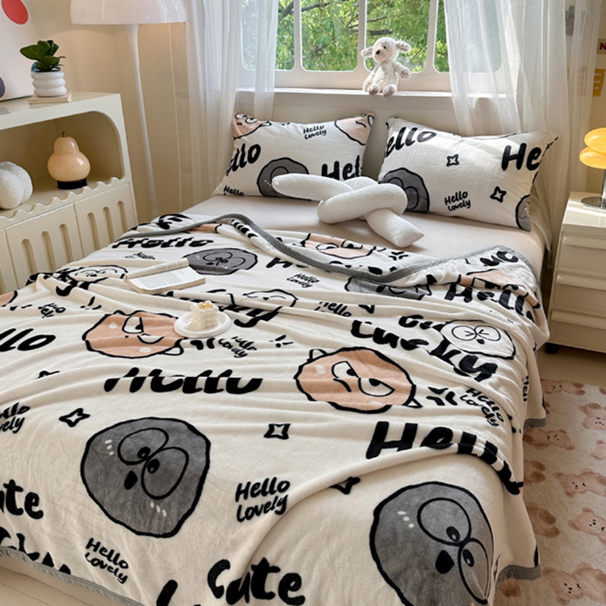 91家纺网 家纺一手货源 找家纺 宅部落 2025新款牛奶绒印花毛毯毯子300克云貂绒盖毯 愤怒的小煤球