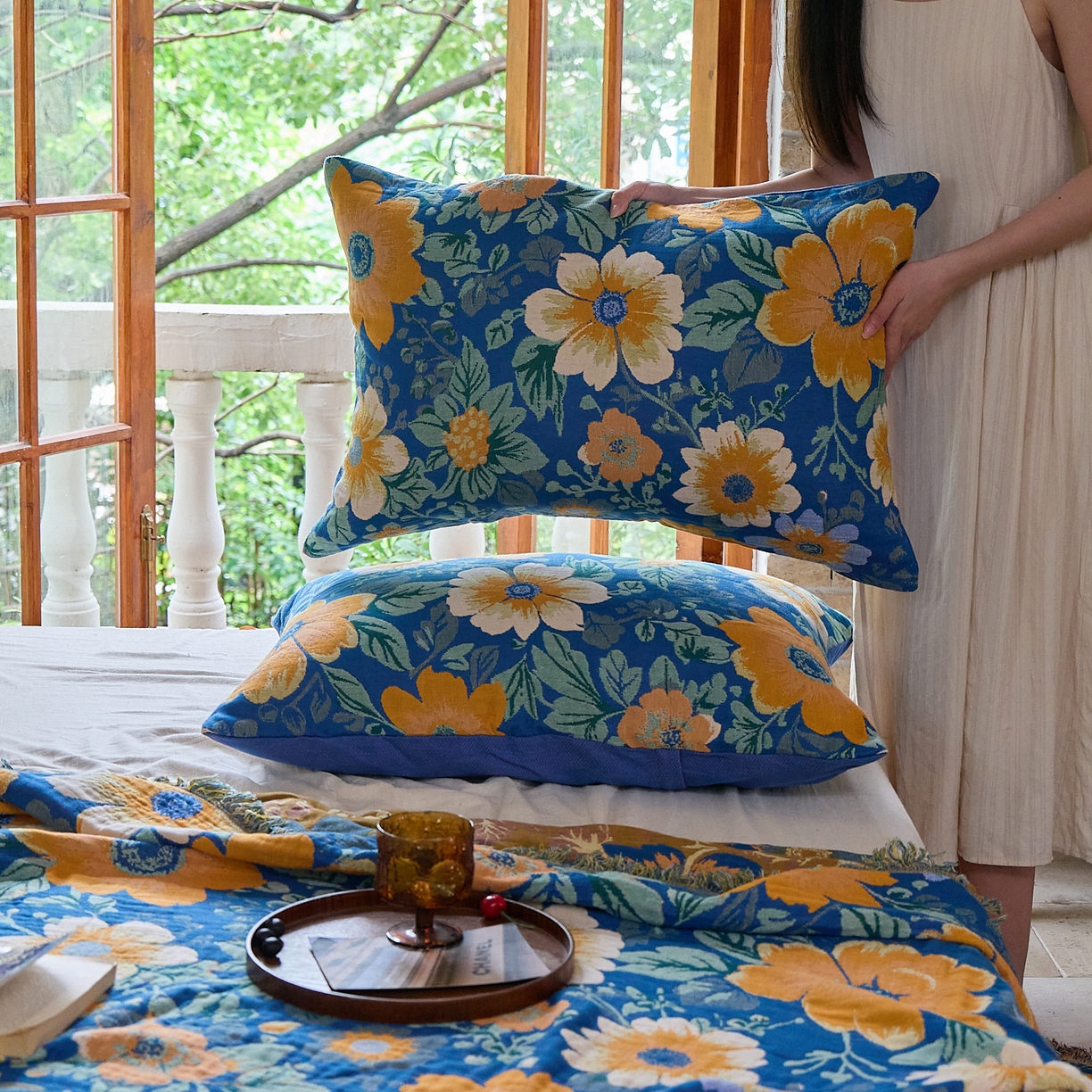 91家纺网 家纺一手货源 找家纺 （总）沐瑟家纺 2025新款亲肤柔软全棉纱布中国风盖毯毯子