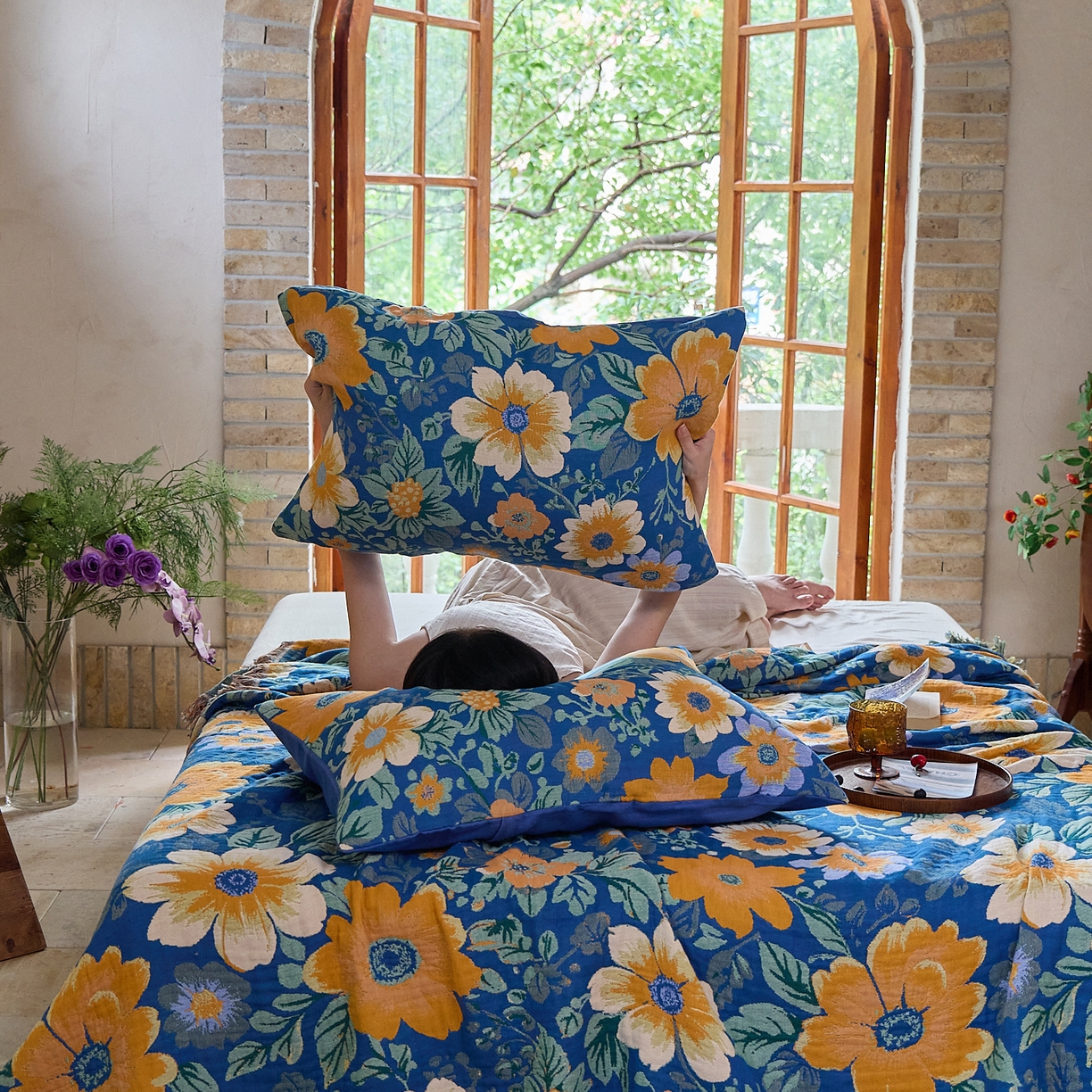 91家纺网 家纺一手货源 找家纺 （总）沐瑟家纺 2025新款亲肤柔软全棉纱布中国风盖毯毯子