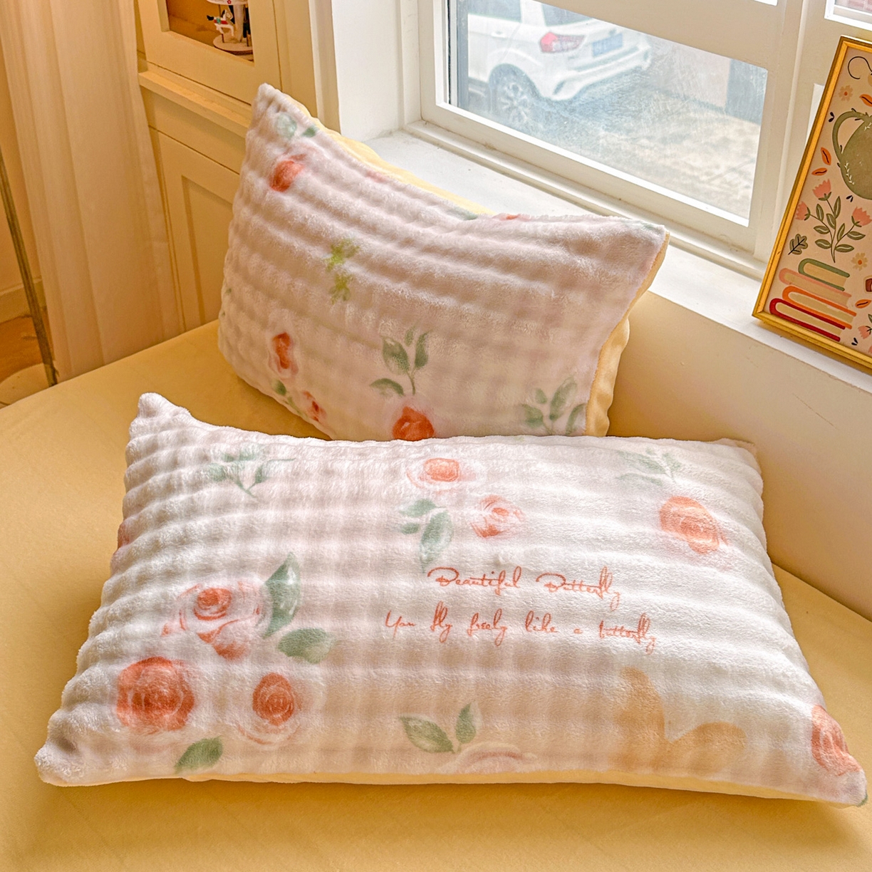 N先生+V 13814689556 发大图/买家秀 2025新款高克重牛奶绒泡泡单品枕套系列 芊芊花海